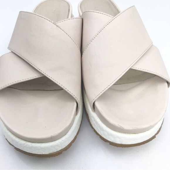 Cecelia New York LIMA Light Taupe Chunky Crisscross Platform Slide Sandals - Picture 8 of 14